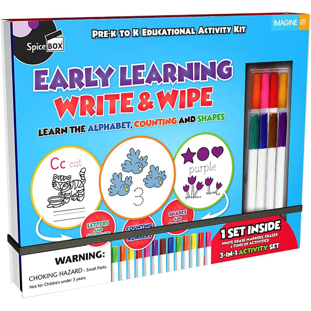 SpiceBox Early Learning Write & Wipe – Kids Educational Writing & Drawing Board