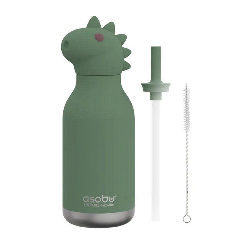 Asobu Dinosaur Bestie Bottle 16oz – Stainless Steel Kids Water Bottle, Fun Dino Design, Leak-Proof, Easy to Carry, Perfect for School, Travel & Everyday Use