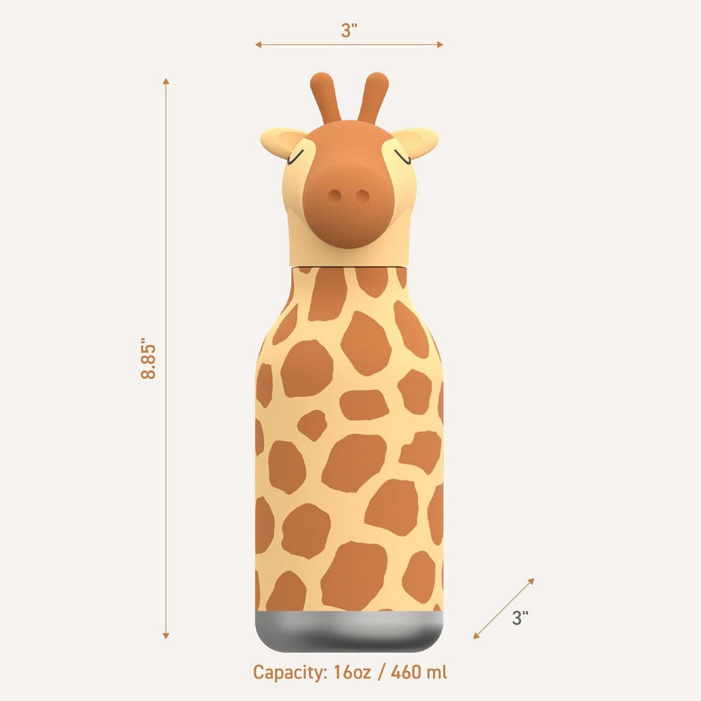 Asobu Giraffe Bestie Bottle 16oz – Stainless Steel Kids Water Bottle, Cute Giraffe Design, Leak-Proof, Easy to Carry, Ideal for School, Travel & Daily Use