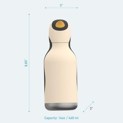 Asobu Penguin Bestie Bottle 16oz – Stainless Steel Kids Water Bottle, Cute Penguin Design, Leak-Proof, Easy to Carry, Perfect for School, Travel & Everyday Use