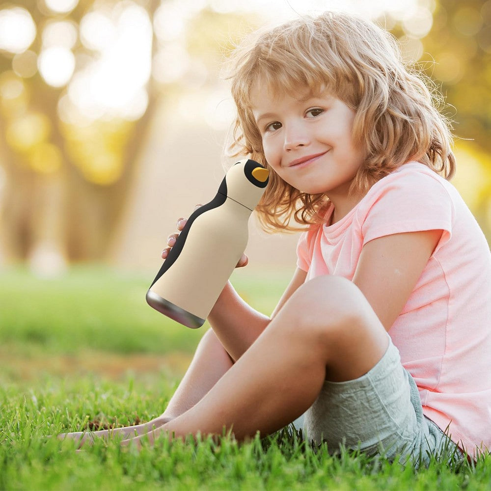 Asobu Penguin Bestie Bottle 16oz – Stainless Steel Kids Water Bottle, Cute Penguin Design, Leak-Proof, Easy to Carry, Perfect for School, Travel & Everyday Use