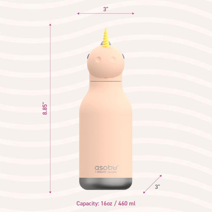 Asobu Unicorn Bestie Bottle 16oz – Stainless Steel Kids Water Bottle, Magical Unicorn Design, Leak-Proof, Easy to Carry, Ideal for School, Travel & Everyday Use