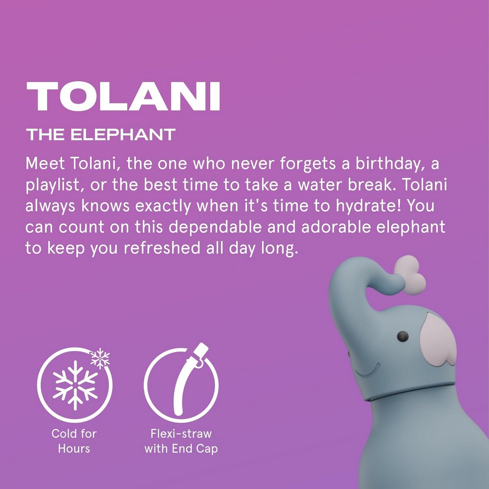 Asobu Elephant Bestie Bottle 16oz – Stainless Steel Kids Water Bottle, Cute Elephant Design, Leak-Proof, Easy to Carry, Ideal for School, Travel & Everyday Use