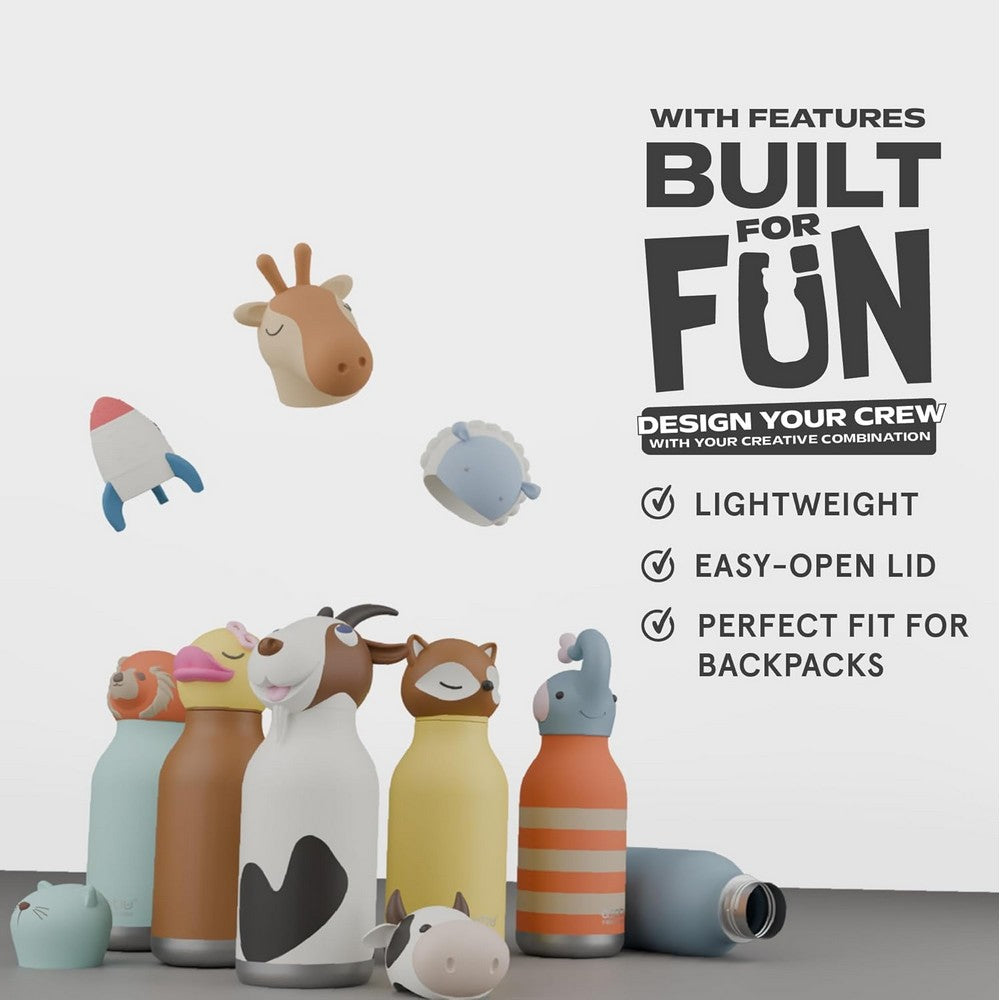 Asobu Elephant Bestie Bottle 16oz – Stainless Steel Kids Water Bottle, Cute Elephant Design, Leak-Proof, Easy to Carry, Ideal for School, Travel & Everyday Use