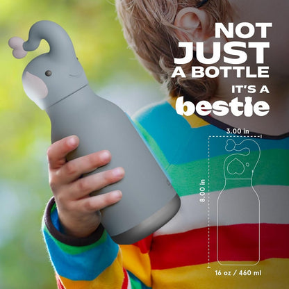 Asobu Elephant Bestie Bottle 16oz – Stainless Steel Kids Water Bottle, Cute Elephant Design, Leak-Proof, Easy to Carry, Ideal for School, Travel & Everyday Use