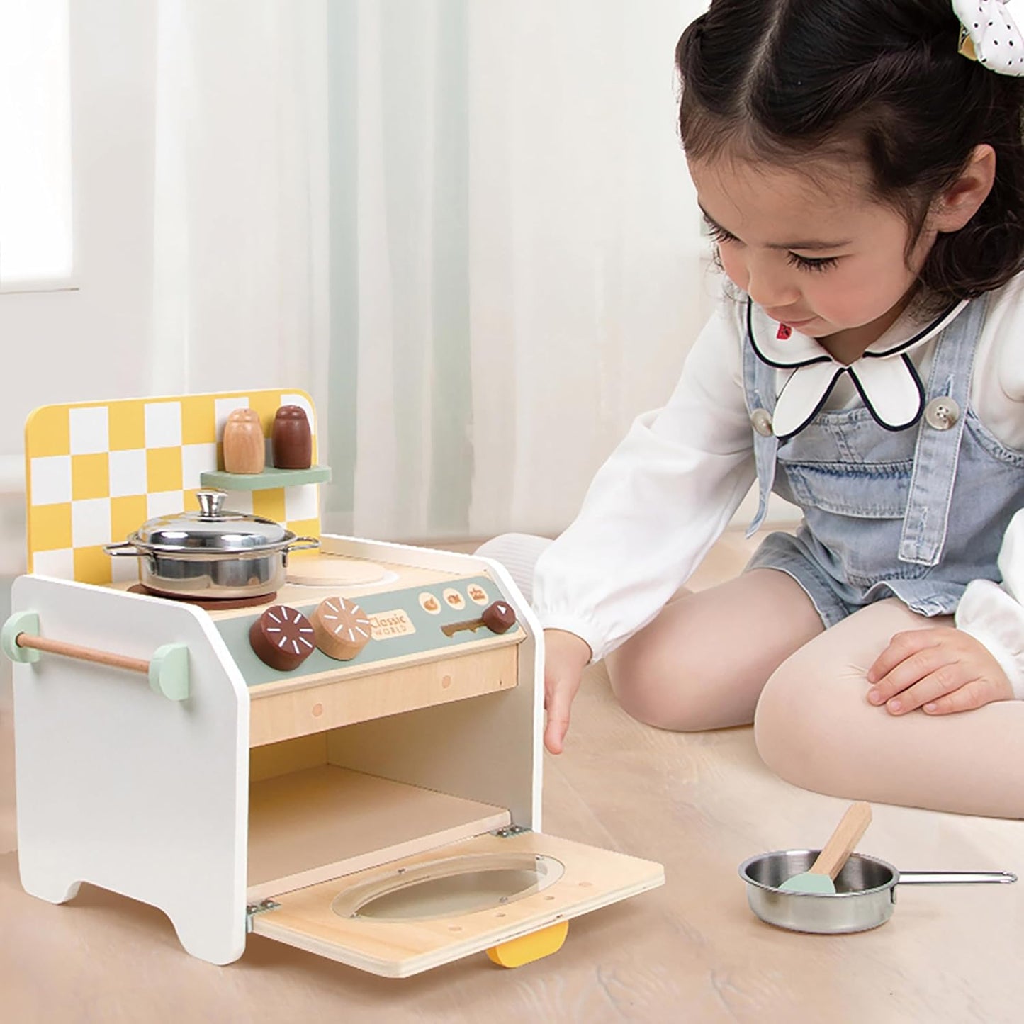 Classic World Mini Kitchen | Wooden Mini Kitchen Set for Kids | Wooden Play Kitchen Toys for Boys and Girls 3 Years + | Encourages the Development of Communications Skills and Fine Motor Skills