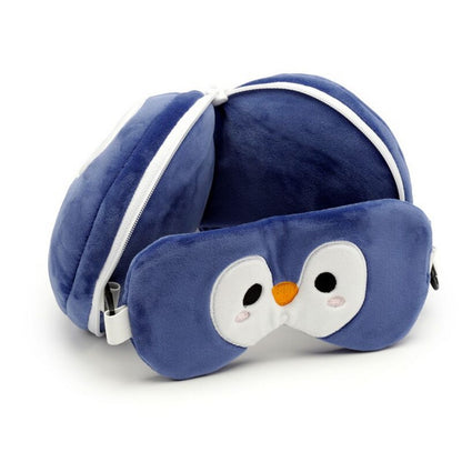 Puckator Relaxeazzz Penguin Plush Travel Pillow & Eye Mask Set – Soft Comfortable Sleep Aid for Kids & Adults