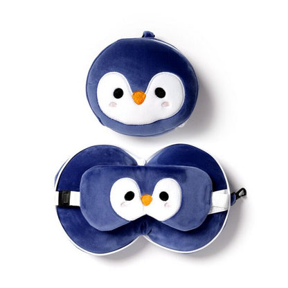 Puckator Relaxeazzz Penguin Plush Travel Pillow & Eye Mask Set – Soft Comfortable Sleep Aid for Kids & Adults