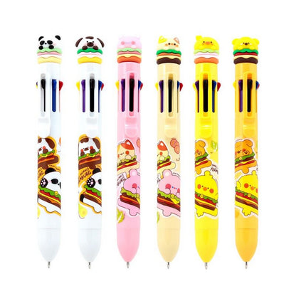Puckator Cute Hamburger Design Multicolour Pen with Topper – Fun Kids Stationery Gift, Assorted - 1 Piece