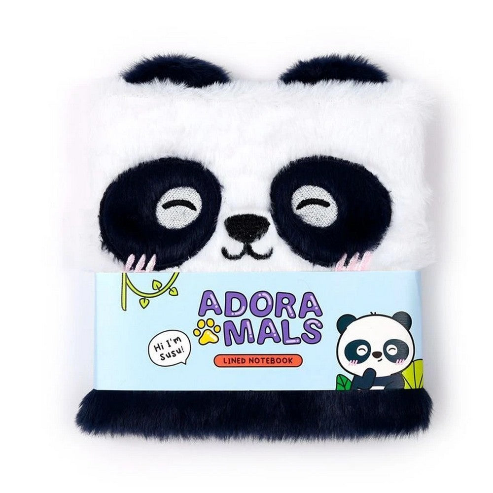 Puckator Adoramals Panda Plush Notebook – Soft Cover Journal for Kids & Teens, Ideal for School, Drawing & Writing