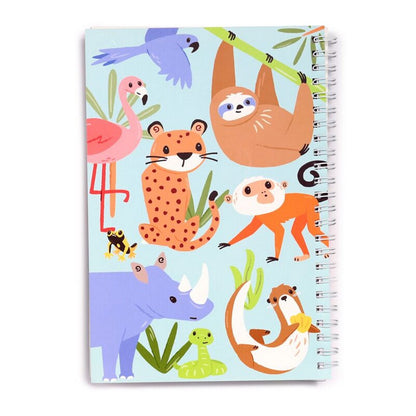 Puckator Zooniverse 6-Piece Stationery Set – Ring Bound Notepad & Pencil Case with Animal-Themed Designs