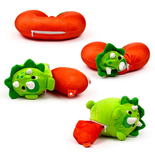 Puckator Swapseazzz Adorasaurs Dinosaur 2-in-1 Plush Travel Pillow & Toy – Soft Convertible Comfort for Kids