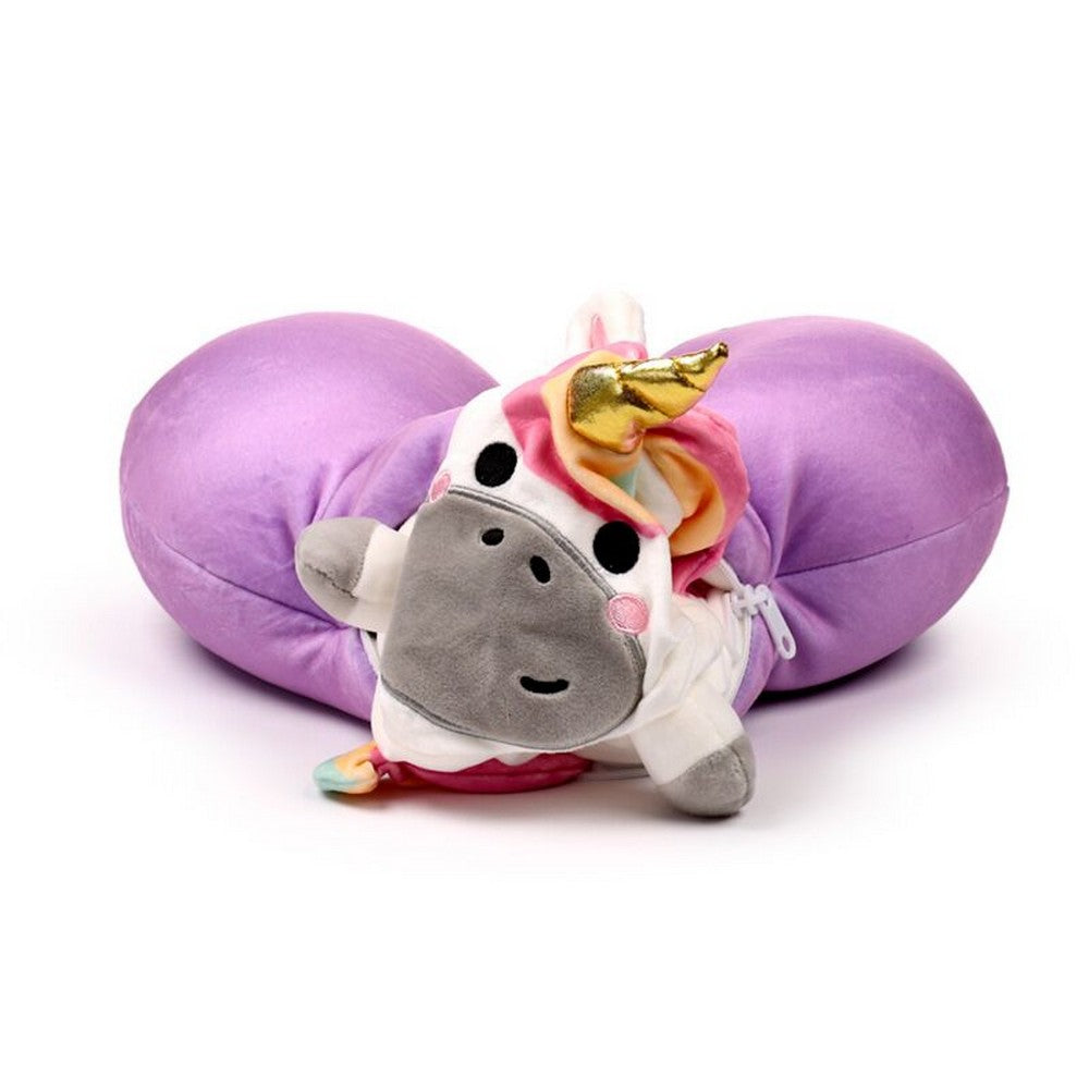 Puckator Swapseazzz Adoracorns Unicorn 2-in-1 Plush Travel Pillow & Toy – Soft Convertible Comfort for Kids