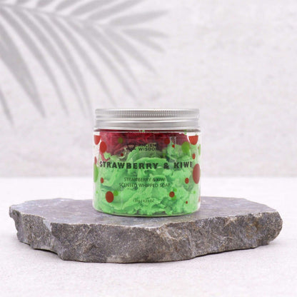 Puckator Strawberry & Kiwi Whipped Soap Jar – Fruity Scented Moisturizing Hand Soap for Soft, Nourished Skin