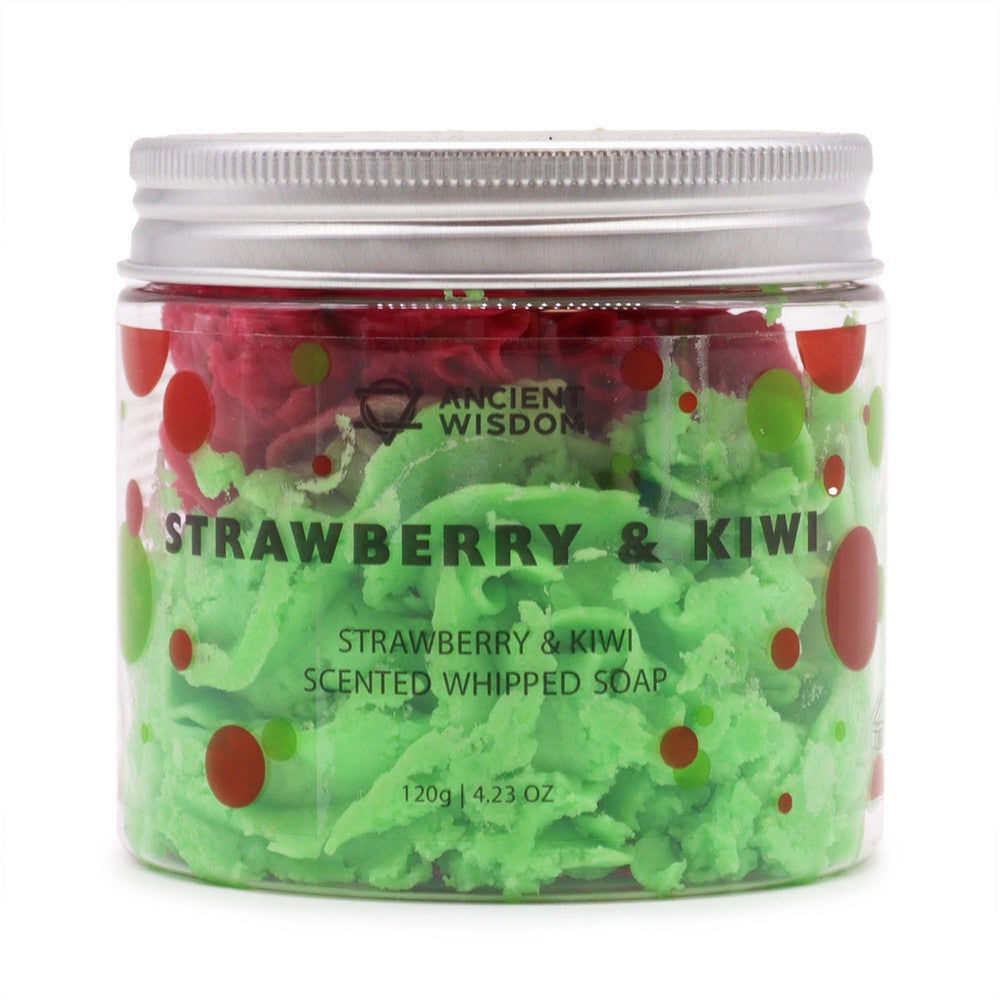 Puckator Strawberry & Kiwi Whipped Soap Jar – Fruity Scented Moisturizing Hand Soap for Soft, Nourished Skin