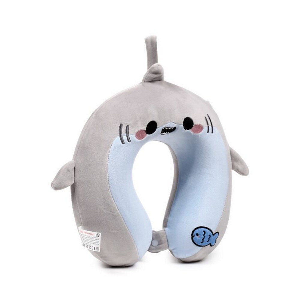Puckator Relaxeazzz Archie the Shark Adoramals Plush Memory Foam Travel Pillow – Soft Neck Support for Kids & Adults