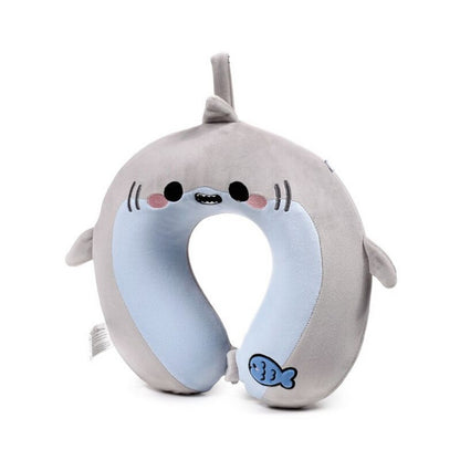 Puckator Relaxeazzz Archie the Shark Adoramals Plush Memory Foam Travel Pillow – Soft Neck Support for Kids & Adults