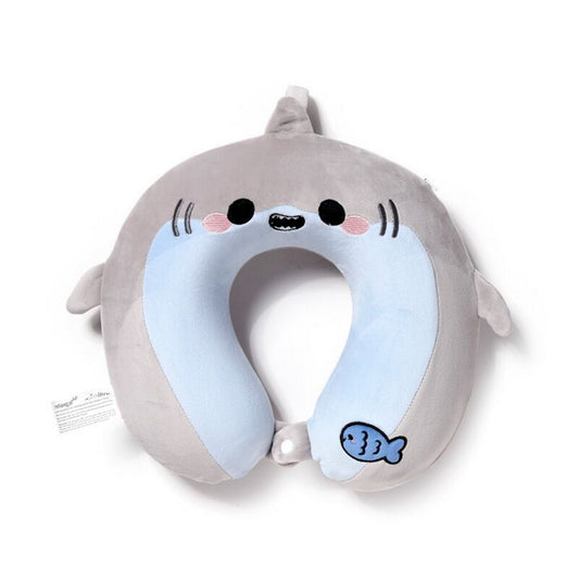 Puckator Relaxeazzz Archie the Shark Adoramals Plush Memory Foam Travel Pillow – Soft Neck Support for Kids & Adults