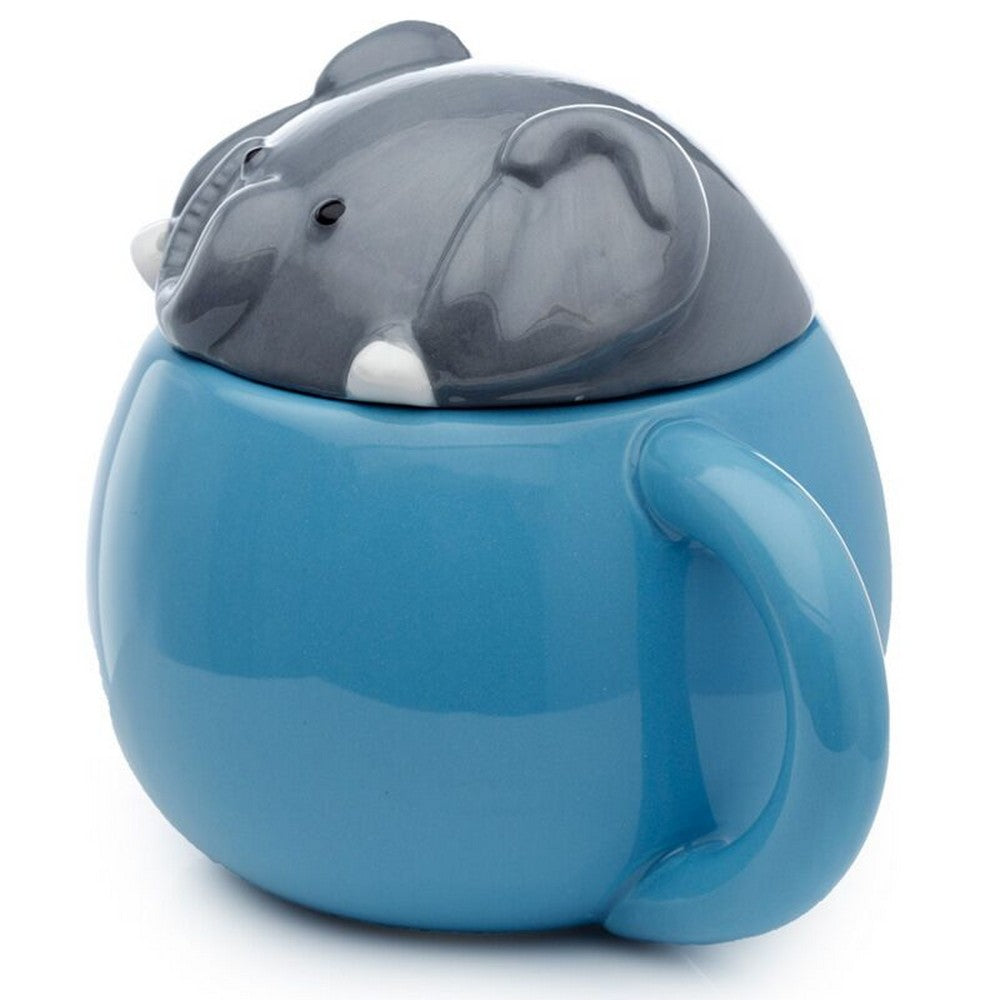 Puckator Adoramals Elephant Peeping Lid Ceramic Mug – Cute Animal Design with Lid for Hot Beverages