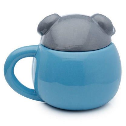 Puckator Adoramals Elephant Peeping Lid Ceramic Mug – Cute Animal Design with Lid for Hot Beverages