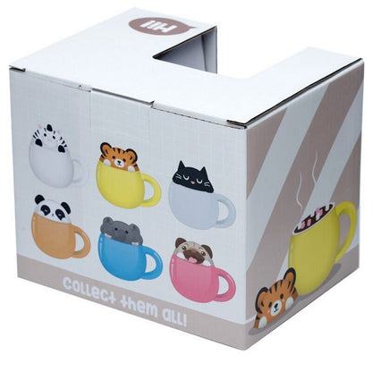 Puckator Adoramals Elephant Peeping Lid Ceramic Mug – Cute Animal Design with Lid for Hot Beverages