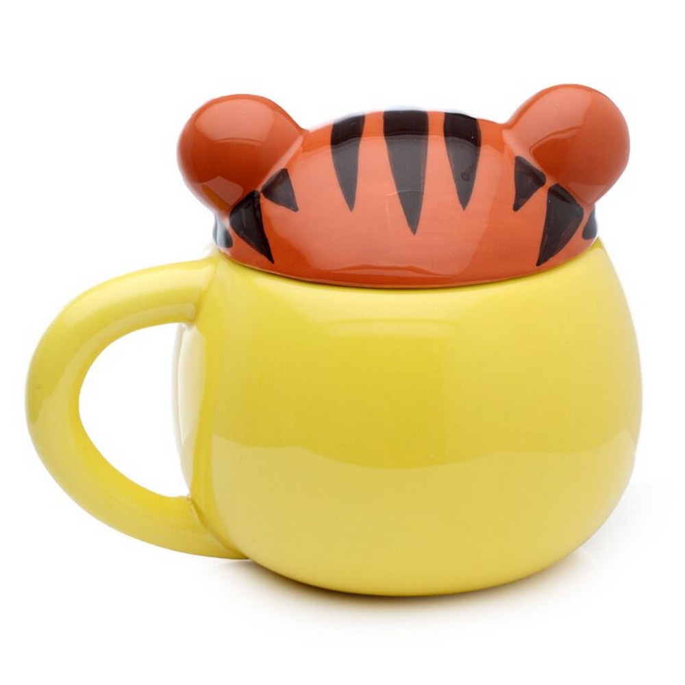 Puckator Adoramals Tiger Peeping Lid Ceramic Mug – Cute Animal Design with Lid for Hot Beverages