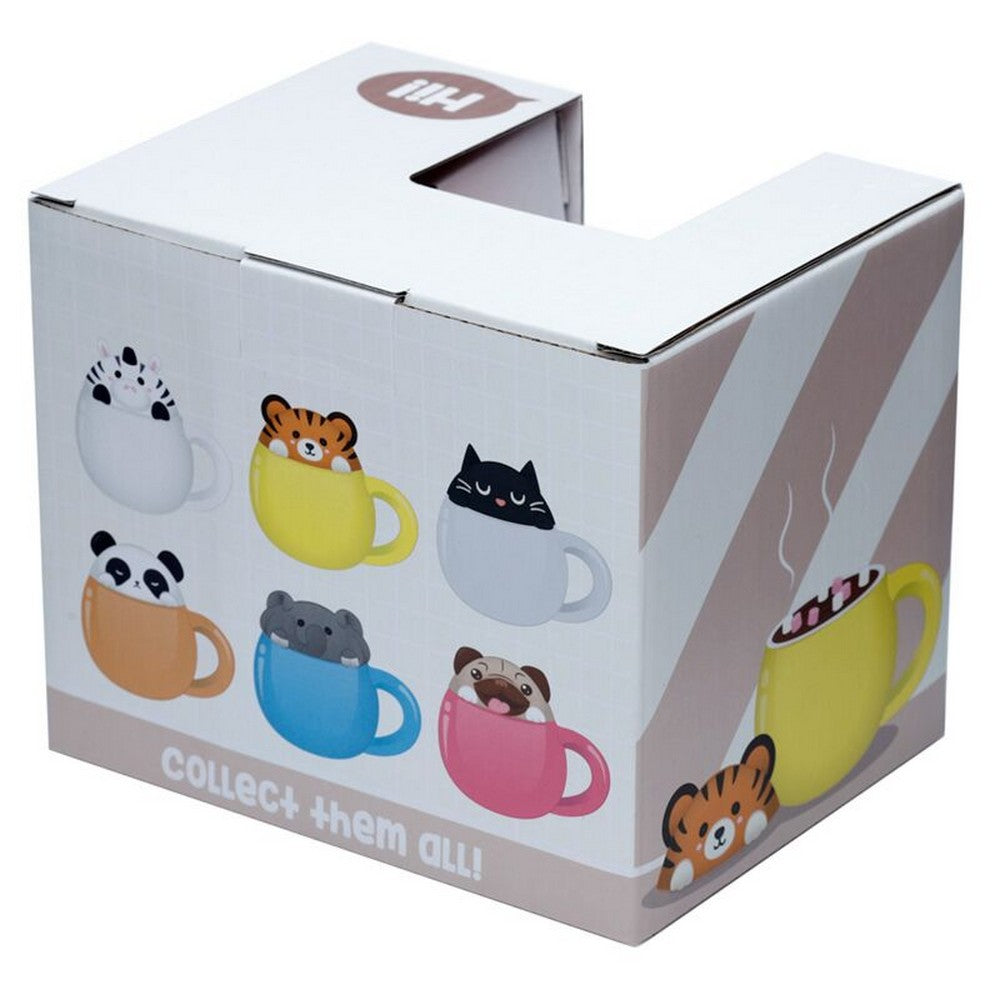 Puckator Adoramals Tiger Peeping Lid Ceramic Mug – Cute Animal Design with Lid for Hot Beverages