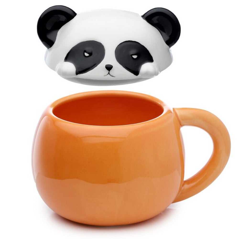 Puckator Adoramals Panda Peeping Lid Ceramic Mug – Cute Animal Design with Lid for Hot Beverages