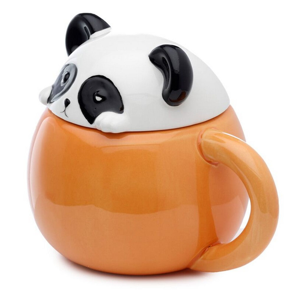 Puckator Adoramals Panda Peeping Lid Ceramic Mug – Cute Animal Design with Lid for Hot Beverages