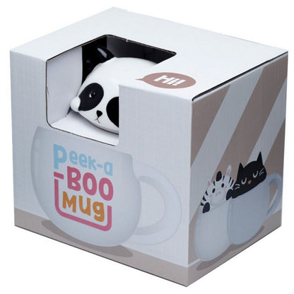 Puckator Adoramals Panda Peeping Lid Ceramic Mug – Cute Animal Design with Lid for Hot Beverages