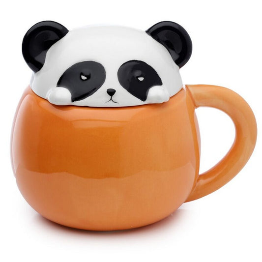 Puckator Adoramals Panda Peeping Lid Ceramic Mug – Cute Animal Design with Lid for Hot Beverages