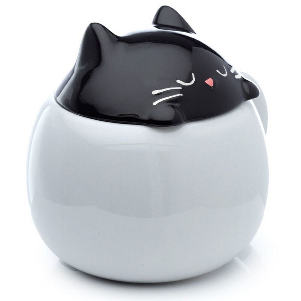 Puckator Feline Fine Black Cat Peeping Lid Ceramic Mug – Cute Cat Design with Lid for Hot Beverages