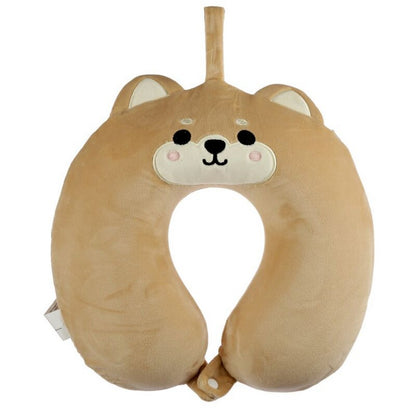 Puckator Relaxeazzz Shiba Inu Dog Plush Memory Foam Travel Pillow – Soft Comfortable Neck Support for Kids & Adults