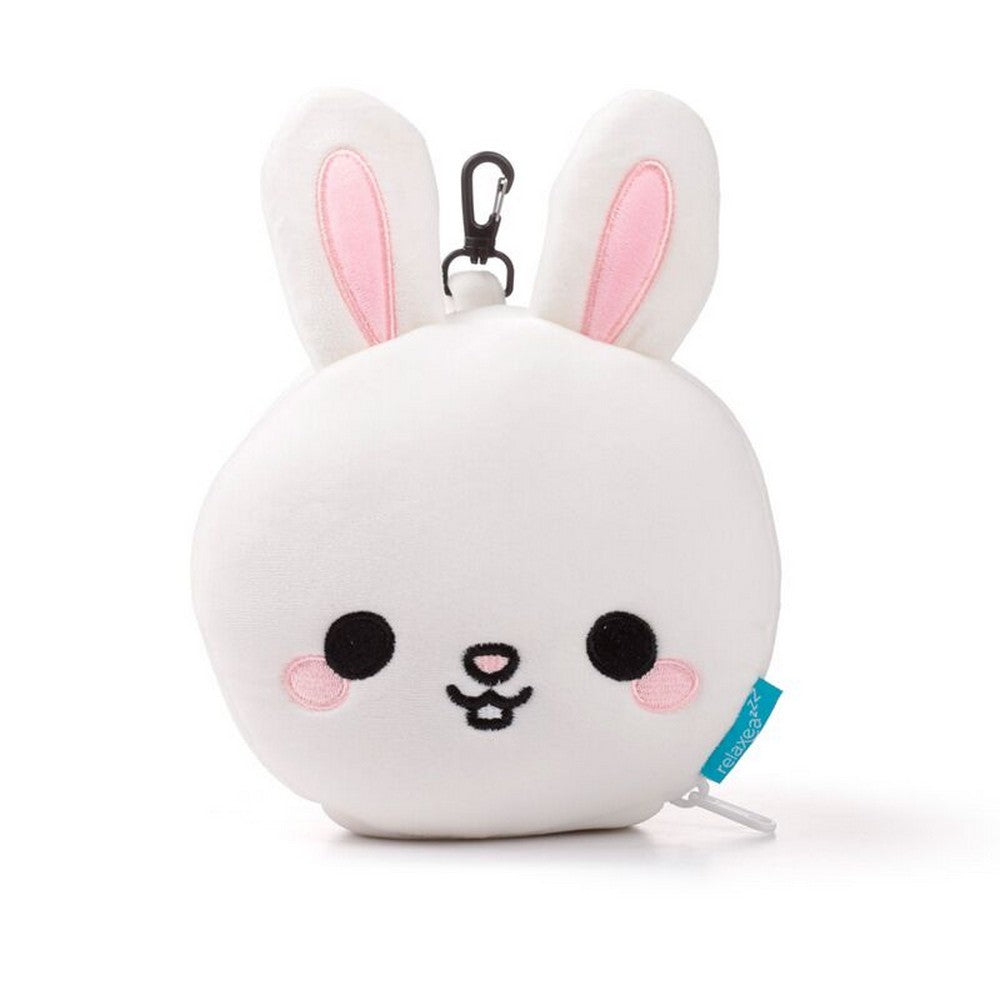 Puckator Relaxeazzz Adoramals Frances the Rabbit Plush Travel Pillow & Eye Mask Set – Soft Comfortable Sleep Aid for Kids & Adults