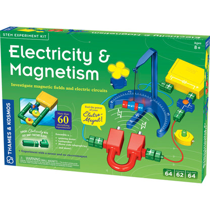 Thames & Kosmos Electricity & Magnetism Science Kit | 62 Safe Experiments Investigating Magnetic Fields & Forces for Ages 8+ | Assemble Electric Circuits with Easy Snap-Together Blocks