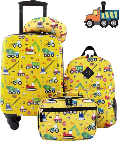 Travelers Club 5-Pc 18" Kids Luggage Set With 360° 4-Wheel Spinner System, Cars