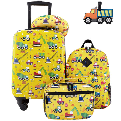 Travelers Club 5-Pc 18" Kids Luggage Set With 360° 4-Wheel Spinner System, Cars