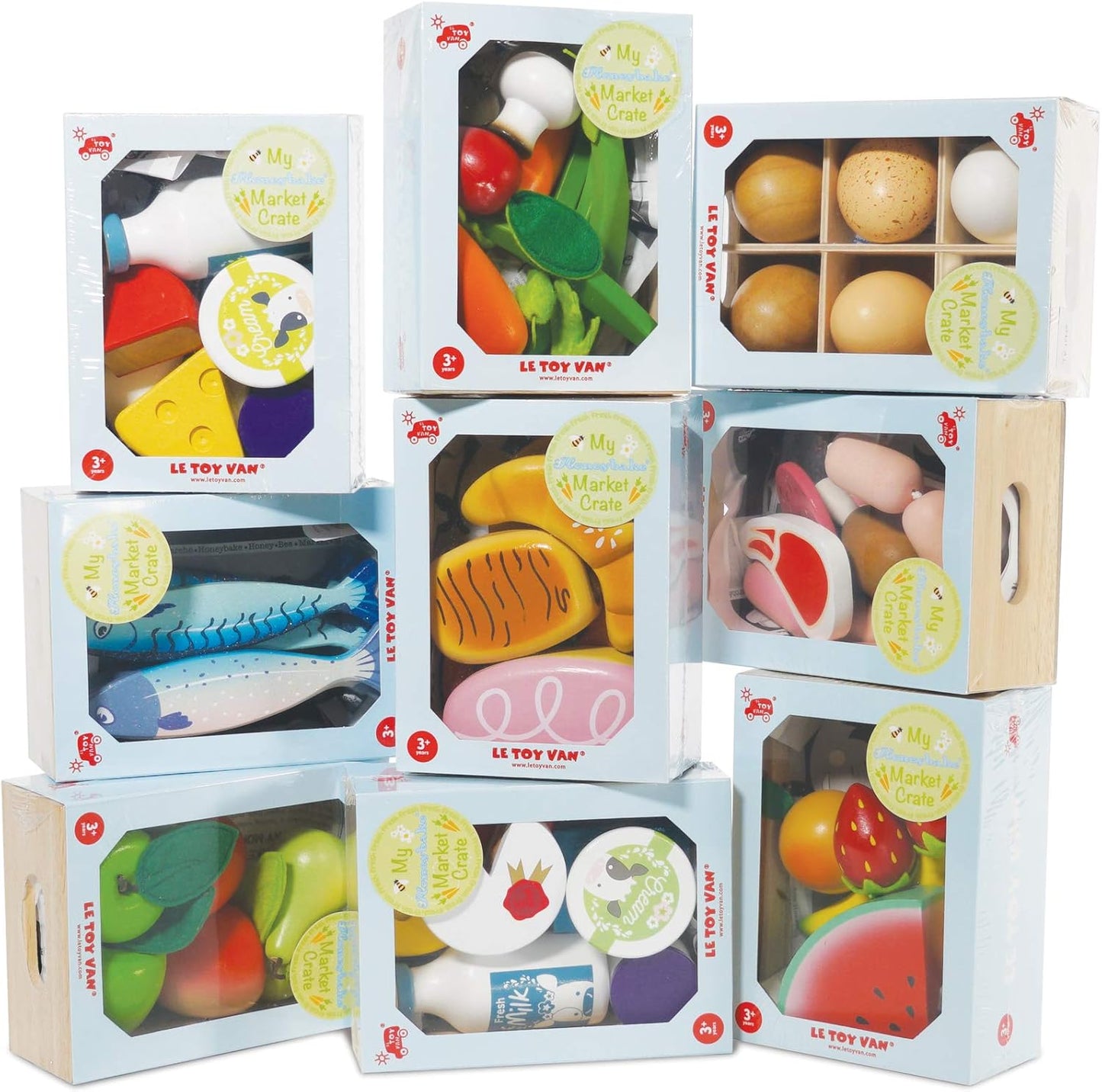 Le Toy Van - Wooden Honeybee Market Apples & Pears Crate | Perfect for Supermarket, Food Shop or Cafe Pretend Play | Great As A Gift (TV191)