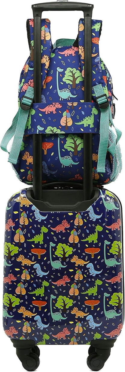 Travelers Club 5-Pc 18" Kids Luggage Set With 360° 4-Wheel Spinner System, Dino