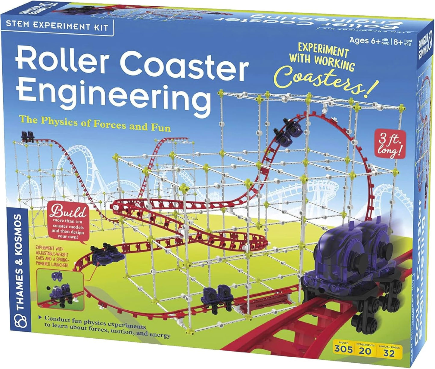 Thames & Kosmos Roller Coaster Engineering STEM Kit | Design, Build, Experiment w/ Working Roller Coaster Models | Explore Physics, Forces, Motion, Energy, Velocity & More | Solve Building Challenges