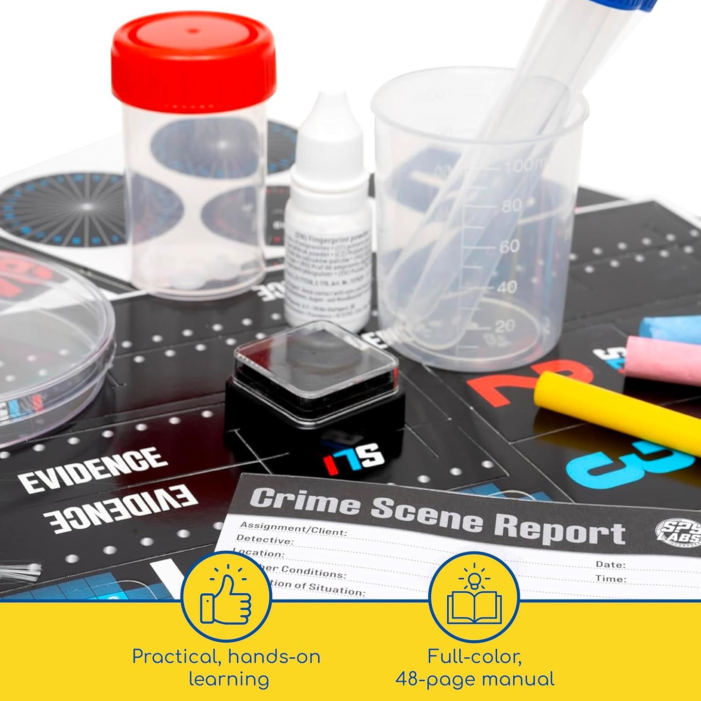 Spy Labs Master Detective Toolkit V2 | Forensic Science Kit | Gather & Document Evidence, Play | Fingerprints, Footprints, Tire Tracks | 32-Page Experiment Storybook