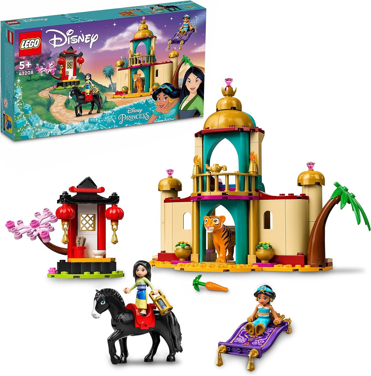 LEGO® | Disney Princess™ Jasmine and Mulan’s Adventure 43208 Building Blocks Toy Set; Toys for Boys, Girls, and Kids (176 Pieces)