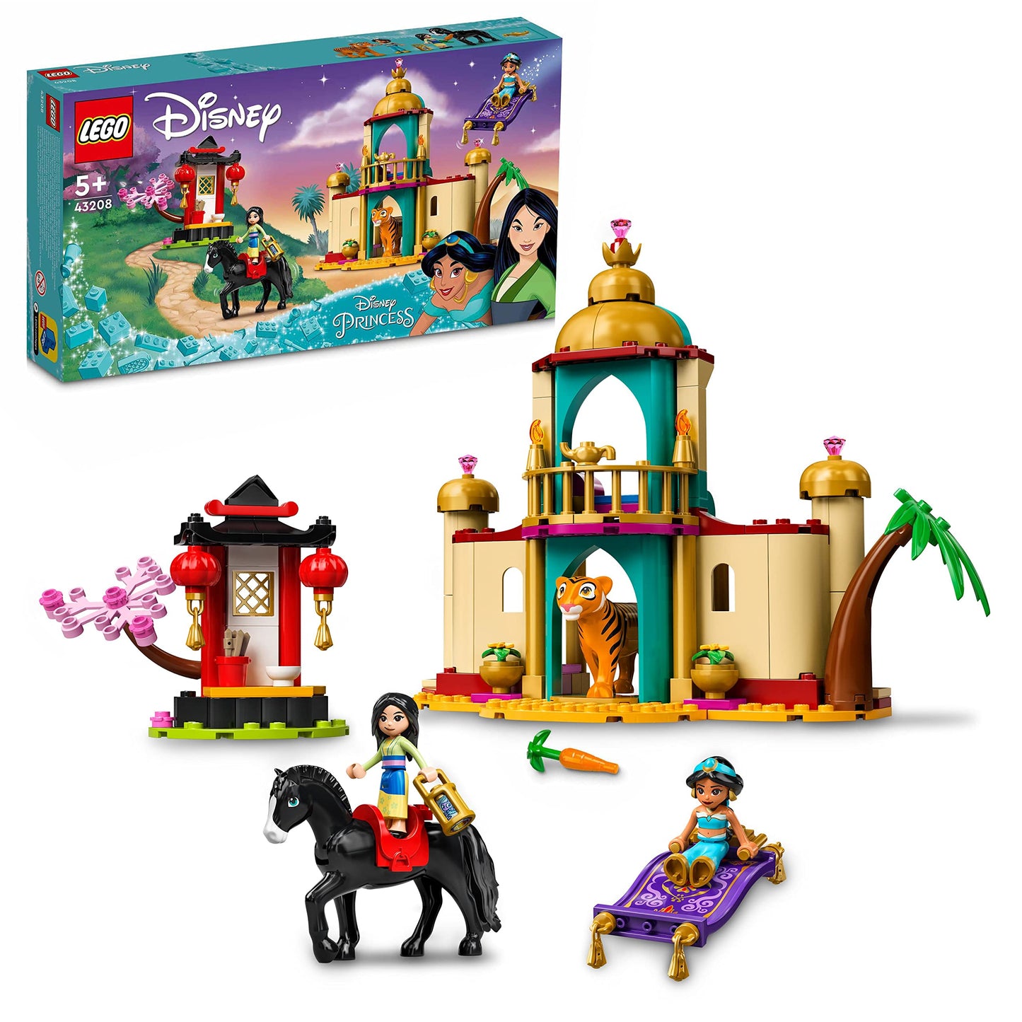 LEGO® | Disney Princess™ Jasmine and Mulan’s Adventure 43208 Building Blocks Toy Set; Toys for Boys, Girls, and Kids (176 Pieces)