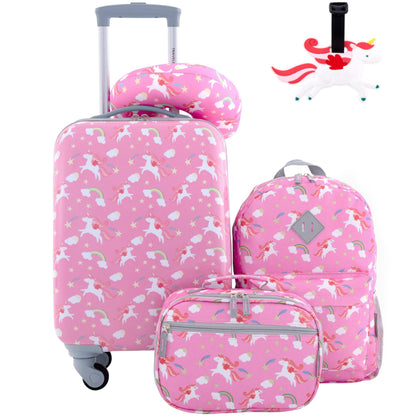 Travelers Club 5-Pc 18" Kids Luggage Set With 360° 4-Wheel Spinner System, Unicorn