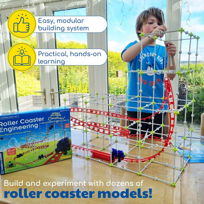 Thames & Kosmos Roller Coaster Engineering STEM Kit | Design, Build, Experiment w/ Working Roller Coaster Models | Explore Physics, Forces, Motion, Energy, Velocity & More | Solve Building Challenges