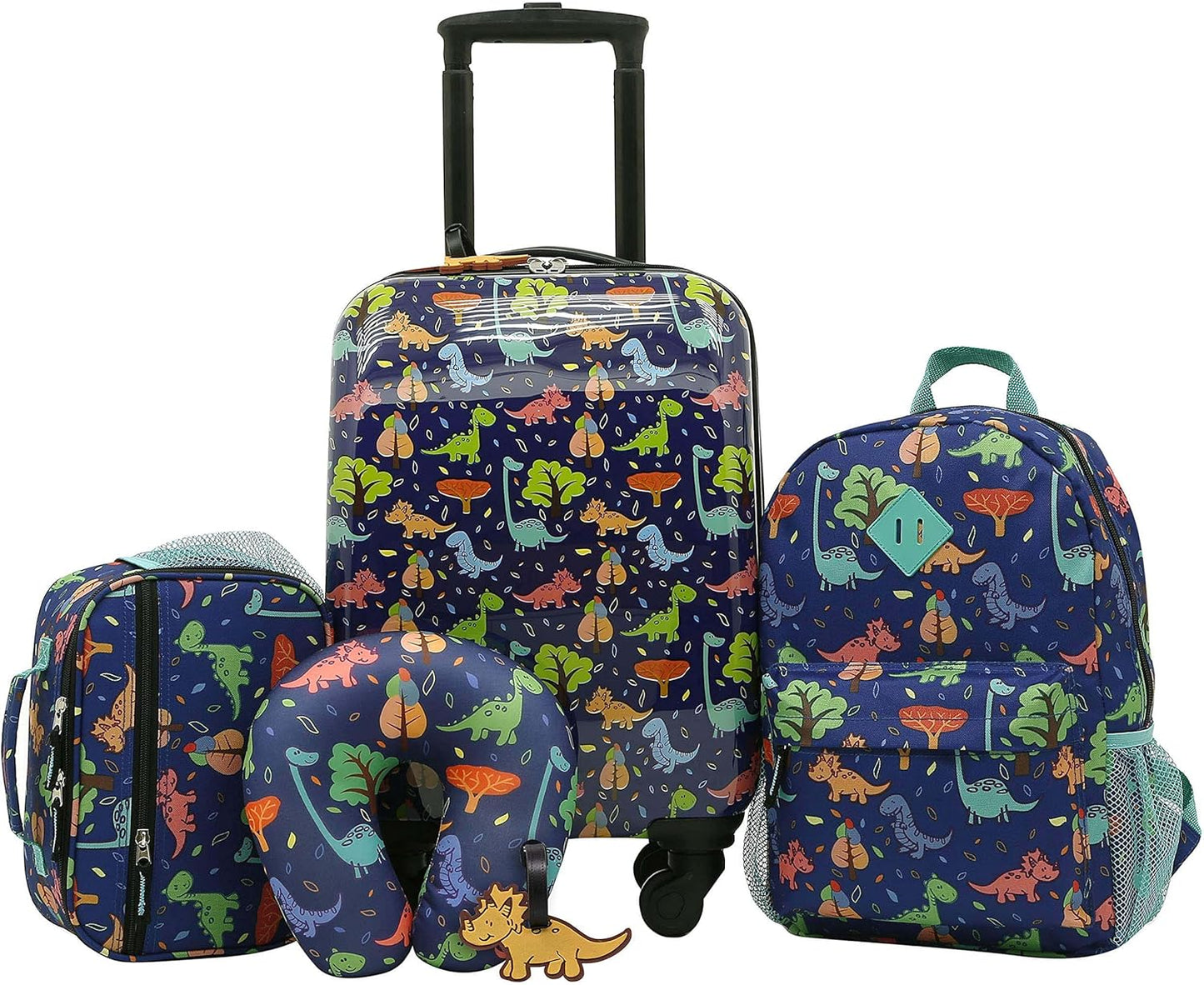 Travelers Club 5-Pc 18" Kids Luggage Set With 360° 4-Wheel Spinner System, Dino