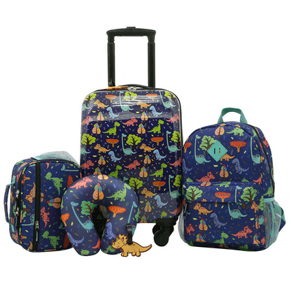 Travelers Club 5-Pc 18" Kids Luggage Set With 360° 4-Wheel Spinner System, Dino