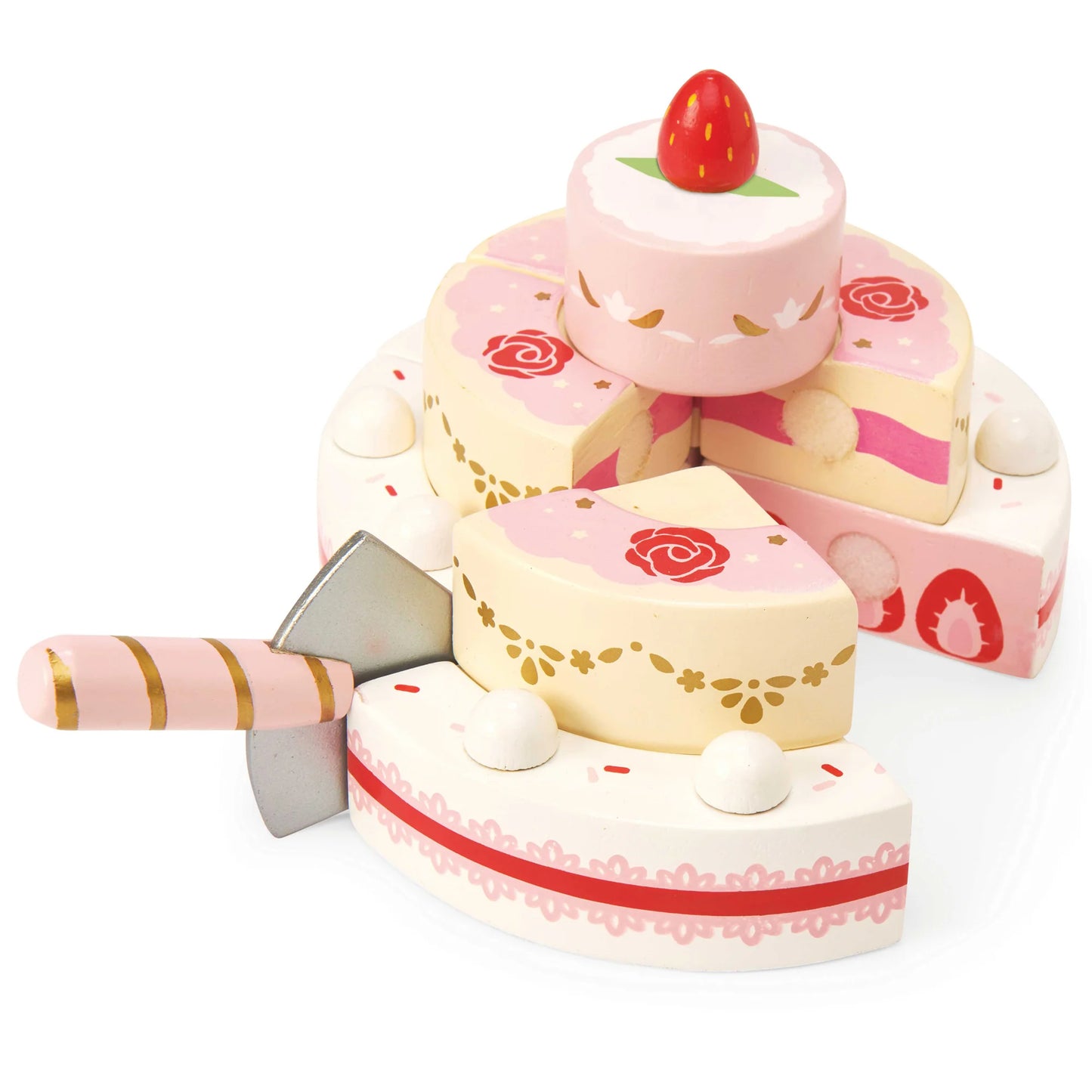 Le Toy Van Sliceable Wedding Cake for Pretend Play 10 Pieces