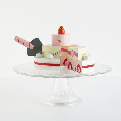 Le Toy Van Sliceable Wedding Cake for Pretend Play 10 Pieces