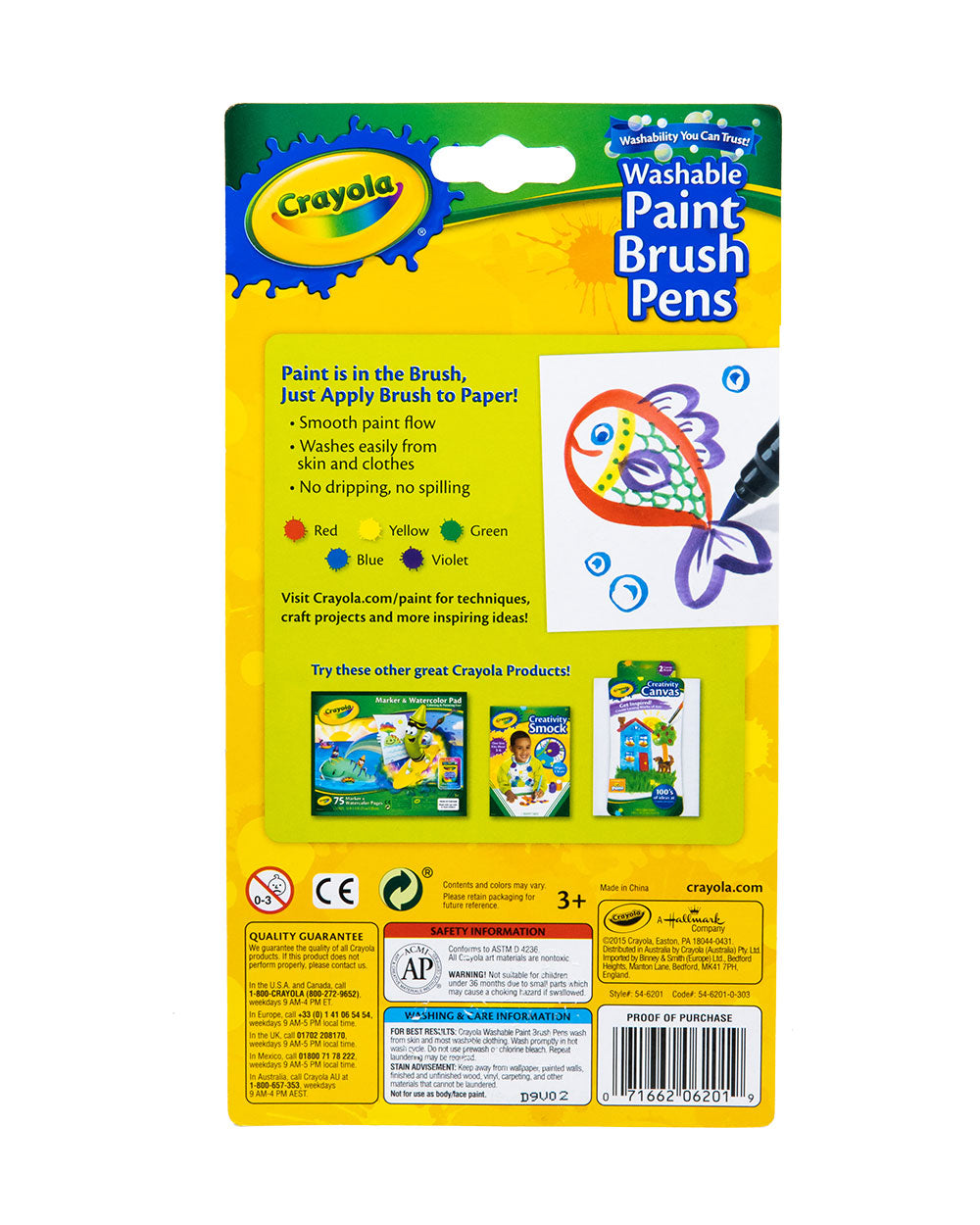 Crayola Washable No Drip Paint Brush Pens Pack of 5